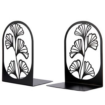 Decorative Metal Bookends Large Book Ends for Shelves Non Skid Hollow out Book Stopper for Home 2 pc