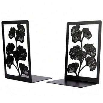 Decorative Metal Bookends Large Book Ends for Shelves Non Skid Hollow out Book Stopper for Home 2 pc