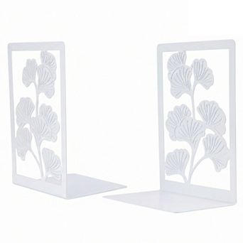 Decorative Metal Bookends Large Book Ends for Shelves Non Skid Hollow out Book Stopper for Home 2 pc