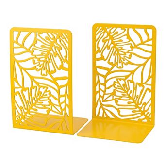 Decorative Metal Bookends Large Book Ends for Shelves Non Skid Hollow out Book Stopper 2 pc
