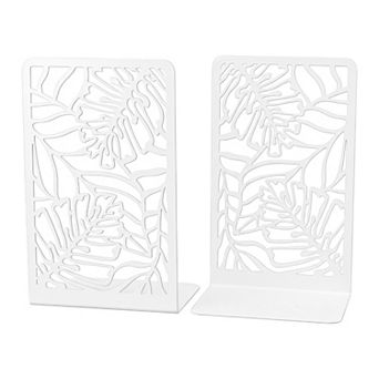 Decorative Metal Bookends Large Book Ends for Shelves Non Skid Hollow out Book Stopper 2 pc