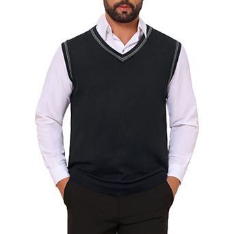 Men's Knitted Sweater Vest V Neck Knitwear Pullover Casual Sleeveless Sweater Top