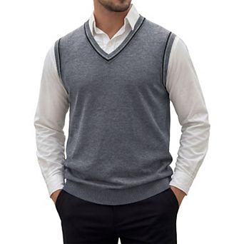 Men's Knitted Sweater Vest V Neck Knitwear Pullover Casual Sleeveless Sweater Top