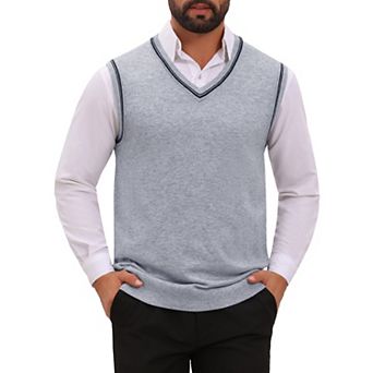 Men's Knitted Sweater Vest V Neck Knitwear Pullover Casual Sleeveless Sweater Top