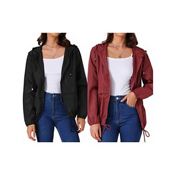 2 Packs Women's Raincoats Waterproof with Hood Lightweight Rain Jackets with Pockets for Outdoor