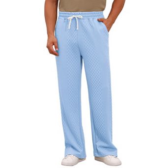 Men's Casual Solid Color Jacquard Textured Straight Leg Drawstring Waist Pants