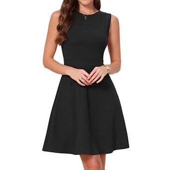 Sleeveless Work Dresses for Women Elegant Crew Neck A Line Church Formal Business Casual Dress