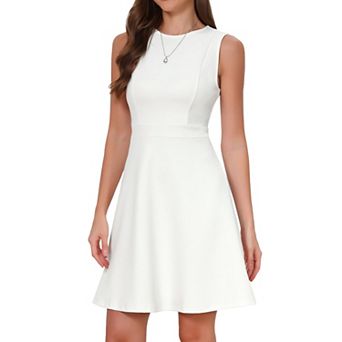 Sleeveless Work Dresses for Women Elegant Crew Neck A Line Church Formal Business Casual Dress