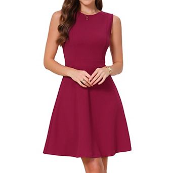 Sleeveless Work Dresses for Women Elegant Crew Neck A Line Church Formal Business Casual Dress