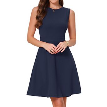 Sleeveless Work Dresses for Women Elegant Crew Neck A Line Church Formal Business Casual Dress