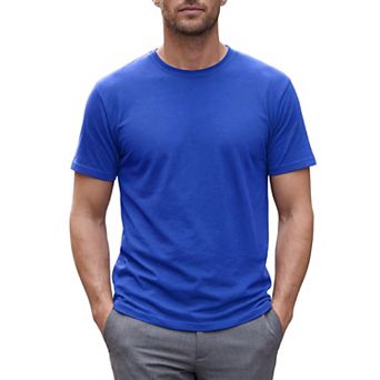 Men's 100% Cotton t Shirt Plain Short Sleeve Crewneck Undershirt Summer Casual Tee Shirts