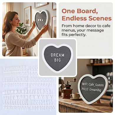 Heart Shaped Felt Letter Board Changeable Message Board for Wedding Nursery Decor Gift