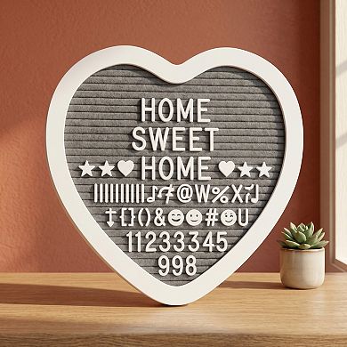 Heart Shaped Felt Letter Board Changeable Message Board for Wedding Nursery Decor Gift