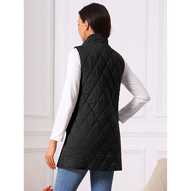 2 Packs Women's Stand Collar Sleeveless Button Front Lightweight Quilted Longline Vest Jackets