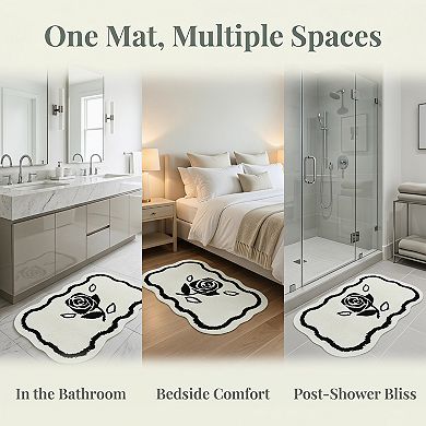 Boho Decorative Bathroom Rug Ultra Soft Absorbent Shaggy Bath Mat Non Slip Microfiber Plush Carpet