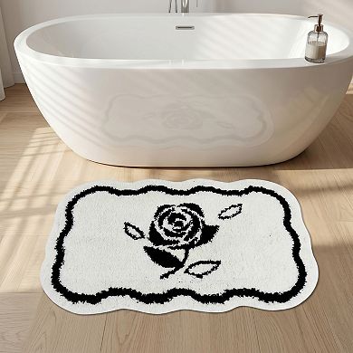 Boho Decorative Bathroom Rug Ultra Soft Absorbent Shaggy Bath Mat Non Slip Microfiber Plush Carpet