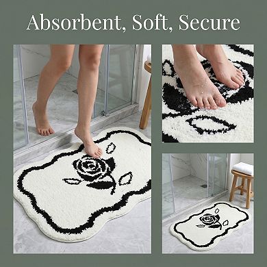 Boho Decorative Bathroom Rug Ultra Soft Absorbent Shaggy Bath Mat Non Slip Microfiber Plush Carpet