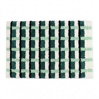 Bathroom Rugs Extra Soft Absorbent Plush Bath Mat Non Slip Washable Checkered Shaggy Rug for Home