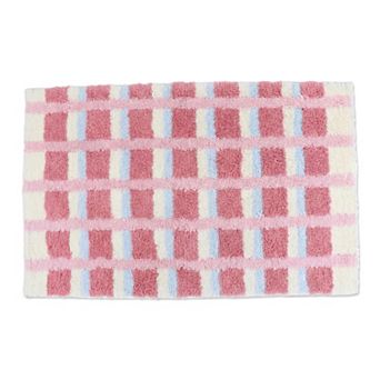 Bathroom Rugs Extra Soft Absorbent Plush Bath Mat Non Slip Washable Checkered Shaggy Rug for Home