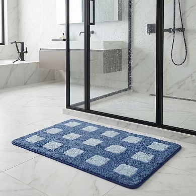 Bathroom Rugs Absorbent Non Slip Checkered Bath Mat Soft Plush Quick Dry Shower Rug Carpet Bath Rug