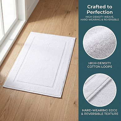 Cotton Bathroom Rugs Luxury Towel Bath Mat with Square Pattern Absorbent Quick Dry Non Slip Rug