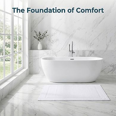 Cotton Bathroom Rugs Luxury Towel Bath Mat with Square Pattern Absorbent Quick Dry Non Slip Rug