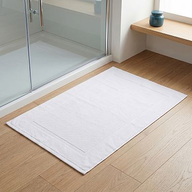 Cotton Bathroom Rugs Luxury Towel Bath Mat with Square Pattern Absorbent Quick Dry Non Slip Rug