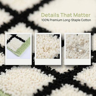 Bathroom Rugs Checkered Extra Soft Absorbent Plush Bath Mat Non Slip Machine Washable Bath Mat