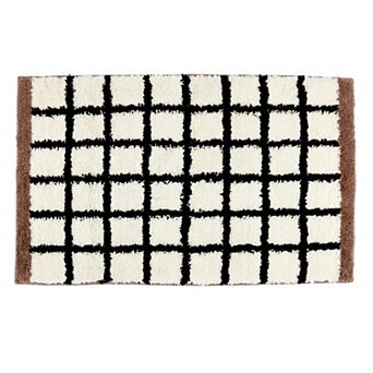 Bathroom Rugs Checkered Extra Soft Absorbent Plush Bath Mat Non Slip Machine Washable Bath Mat