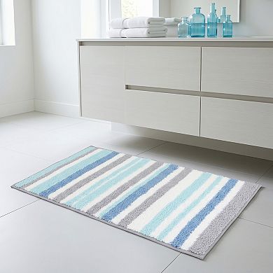 Bathroom Rugs Absorbent Soft Bath Rugs Striped Non Slip Shower Rug Quick Dry Bath Mats