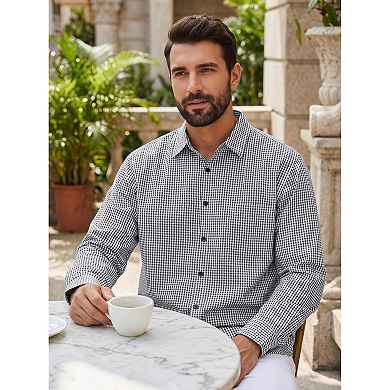 Men's Plaid Shirt Long Sleeve Button Down Casual Business Checked Shirts
