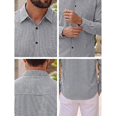 Men's Plaid Shirt Long Sleeve Button Down Casual Business Checked Shirts