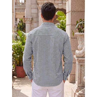Men's Plaid Shirt Long Sleeve Button Down Casual Business Checked Shirts