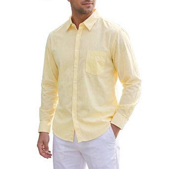 Men's Plaid Shirt Long Sleeve Button Down Casual Business Checked Shirts