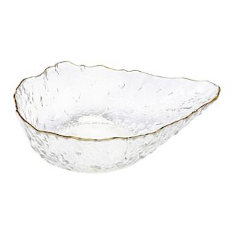 Elegant Glass Teardrop Decorative Bowl Small Gold Rim Dish Candy Bowl Crystal Trinket Tray for Decor