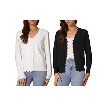2 Packs Sweater Cardigan for Women's V Neck Long Sleeve Open Front Knit Cardigans Bolero Shrugs