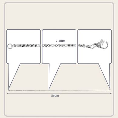 1 Pc 19.69"x0.1" 1PcDurable Titanium Steel Cuban Link Necklace for Men Silver Tone