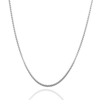 1 pc 19.69"x0.08" 1PcSquare Pearl Titanium Steel Necklace for Men Silver Tone
