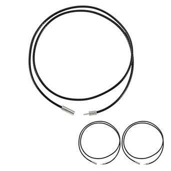 3 pc Leather Necklace Waxed Rope Chain 17.72" Length 0.06" Thickness