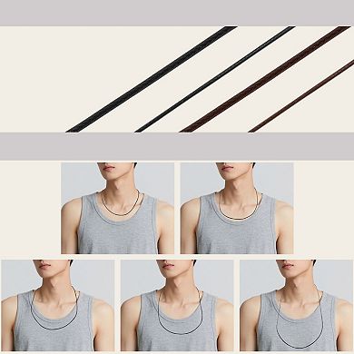3 Pcs Leather Necklace Waxed Rope Chain 21.65" Length 0.12" Thickness