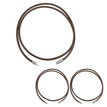 3 pc Leather Necklace Waxed Rope Chain 21.65" Length 0.12" Thickness