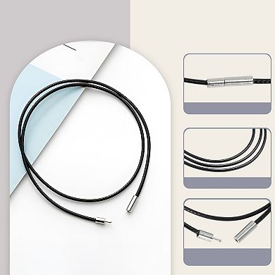 3 Pcs Leather Necklace Waxed Rope Chain 31.5" Length 0.06" Thickness
