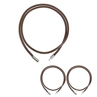 3 pc Leather Necklace Waxed Rope Chain 17.72" Length 0.12" Thickness