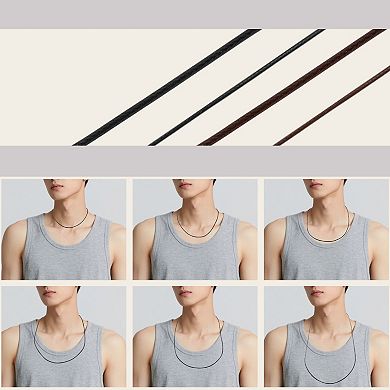 3 Pcs Leather Necklace Waxed Rope Chain 21.65" Length 0.06" Thickness