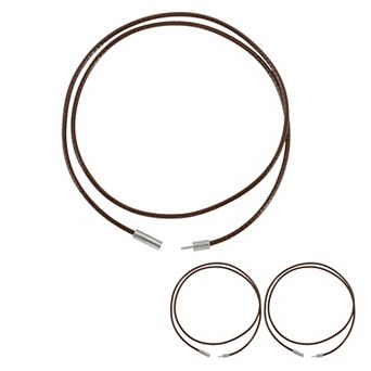 3 pc Leather Necklace Waxed Rope Chain 21.65" Length 0.06" Thickness