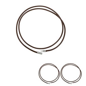 3 pc Leather Necklace Waxed Rope Chain 27.56" Length 0.12" Thickness