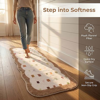 Boho Kitchen Runner Rug Non Slip Machine Washable Runner for Hallway Bedside Soft Faux Wool Mat