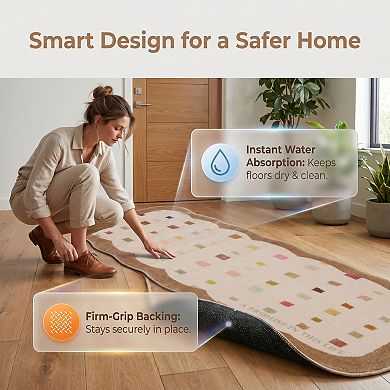 Boho Kitchen Runner Rug Non Slip Machine Washable Runner for Hallway Bedside Soft Faux Wool Mat