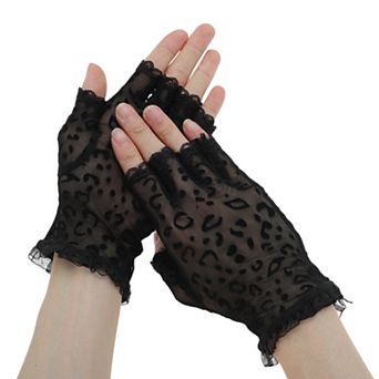 Breathable Fingerless Leopard Print Gloves 1 Pair