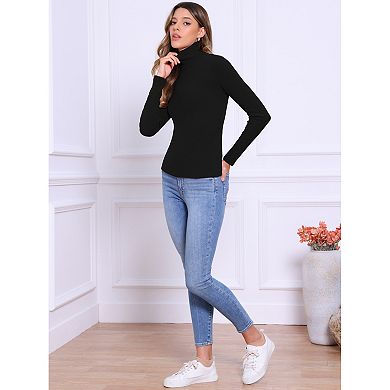 2 Packs Long Sleeve Sweaters Tops for Women Mock Turtle Neck Slim Fit Tee Casual Pullover Sweater